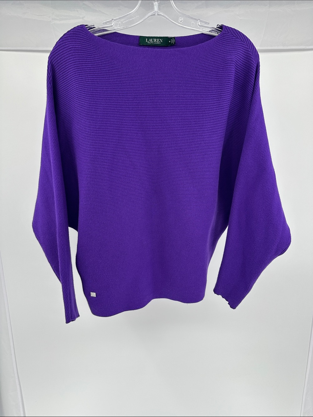 Lauren Ralph Lauren Bold Purple Ribbed Boatneck Sweater